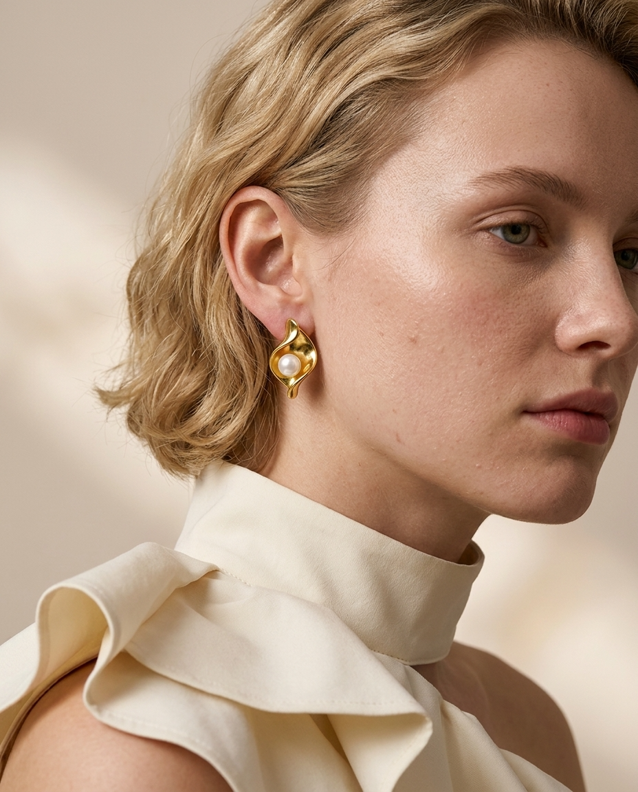Golden Stud Earrings ~ Sierra