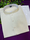 Off white silk kurta pant set