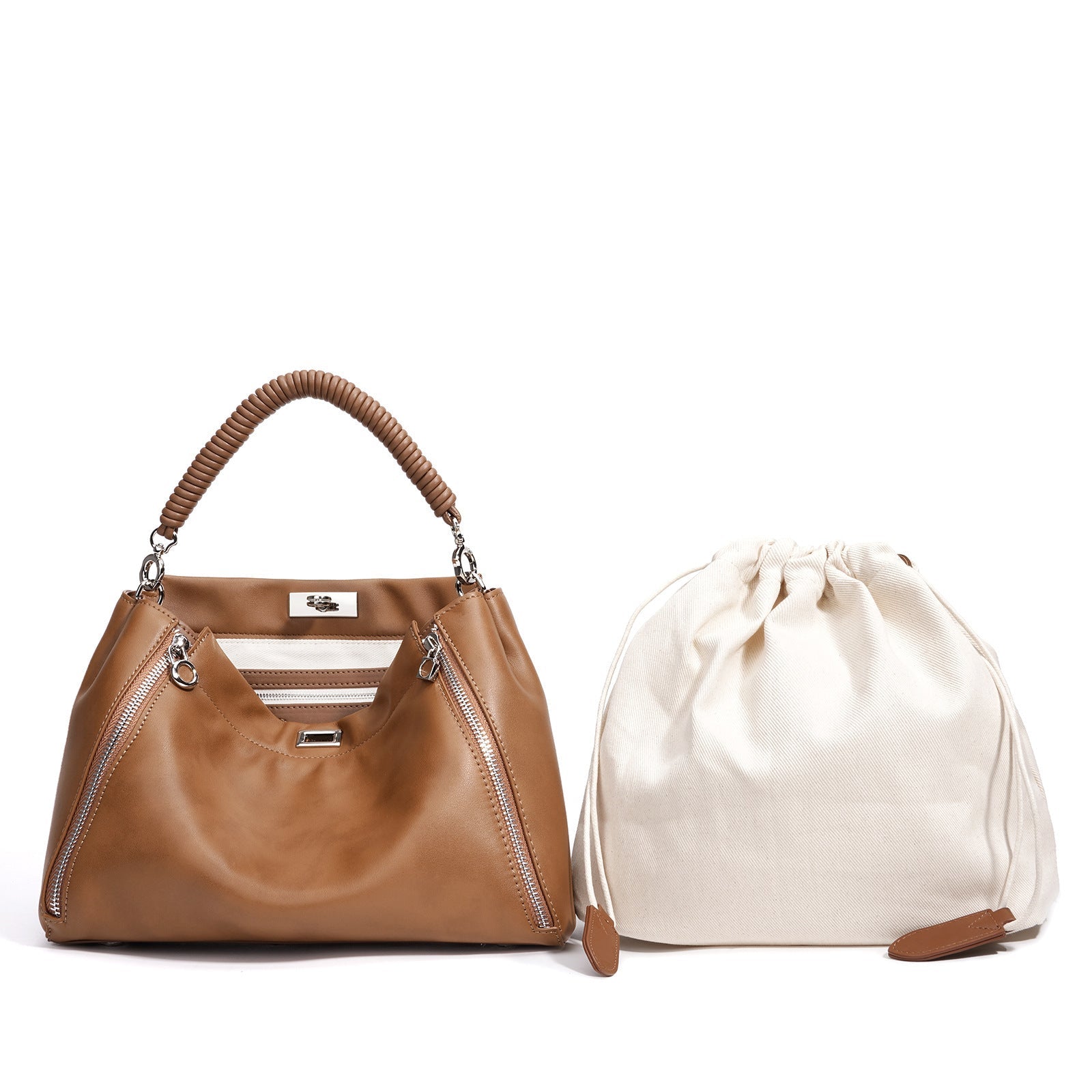 Women's Genuine Leather Cylindrical Crossbody Bag – Casual Everyday Shoulder Bag