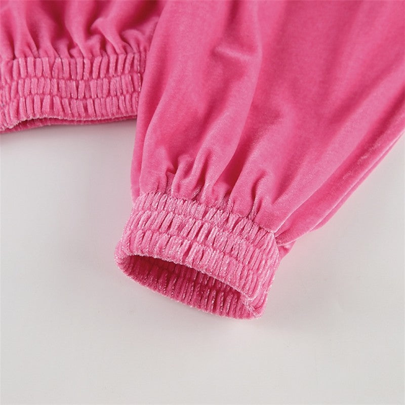 Velvet Drawstring Hoodie and Wide Leg Pants Sports Casual Suit