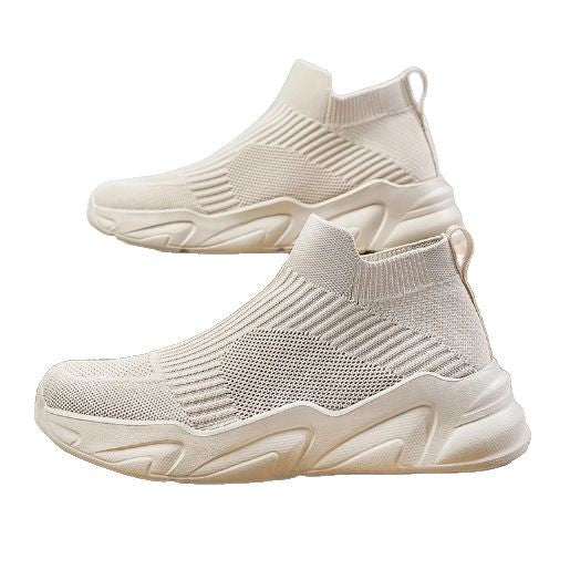 Men's Mid-Cut Laceless Knit Sock Shoes | Breathable Mesh Slip-On Sneakers