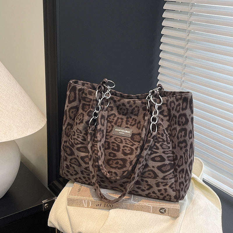 Leopard Print Tote Bag For Women – PU Leather Shoulder Bag | Trendy 2025 Style