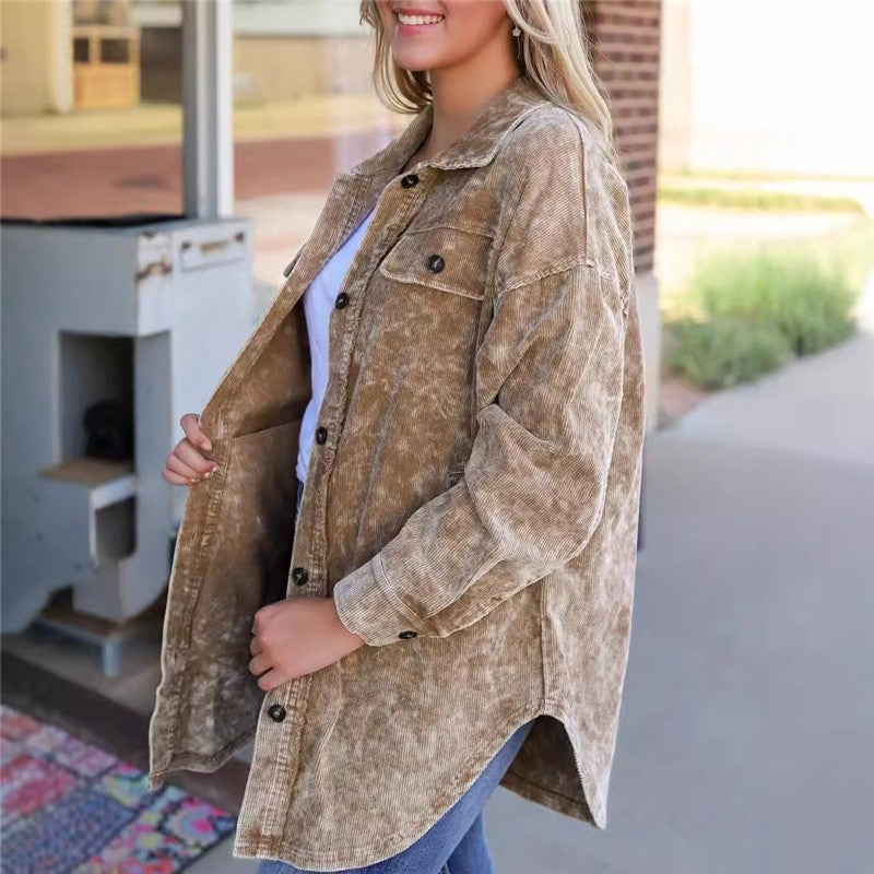 Loose Fit Solid Color Long Sleeve Cover-Up
