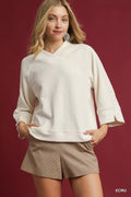 Textured Knit V-Neck Top