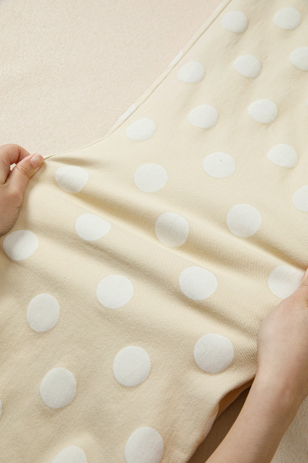 Khaki Polka Dot Print Raw Hem Shift Jeans