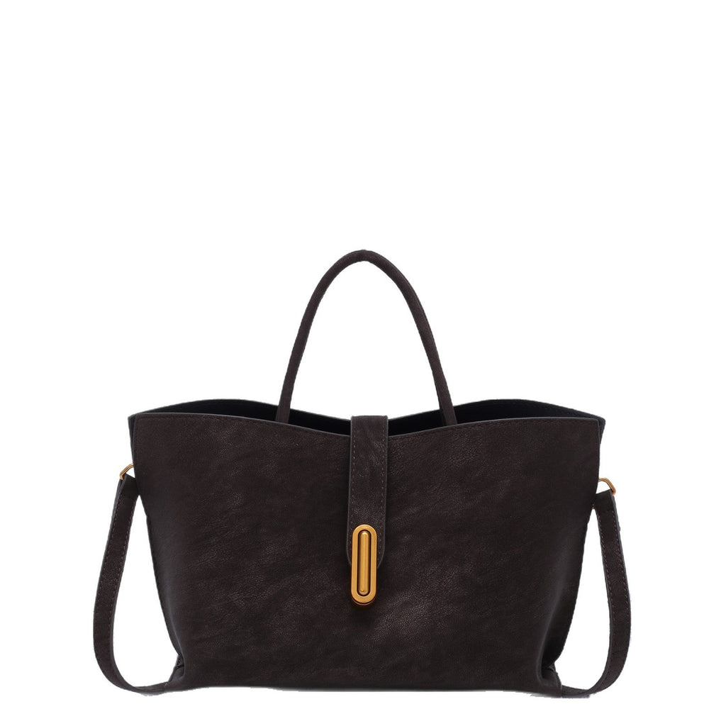 Retro High-Capacity Minimalist Suede-Style Tote Bag | Women's Everyday Shoulder Bag