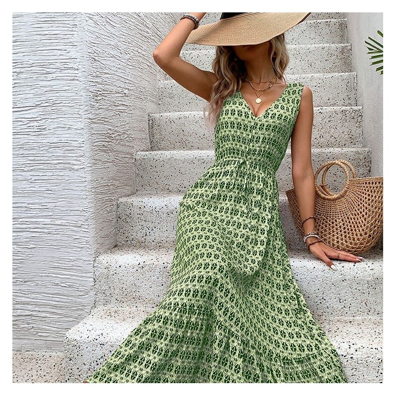 Chic Rhombus Pattern Sleeveless Dress