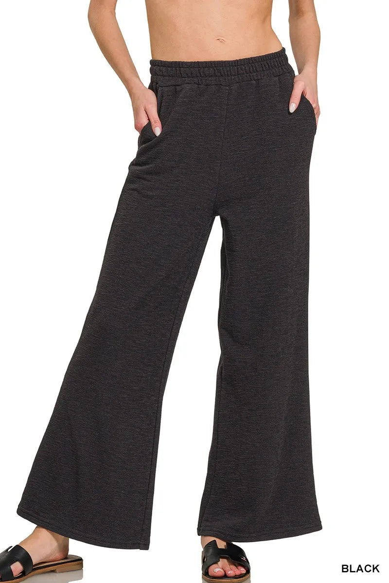 Cotton Slub Wide Leg Pants