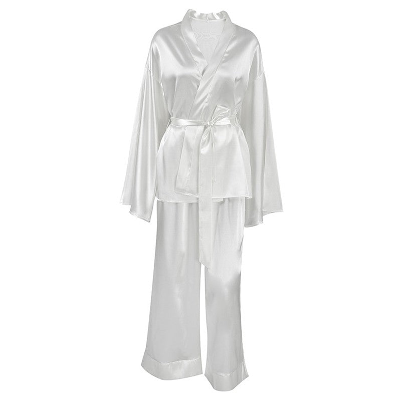 Long Sleeve Robe and Long Pants Pajama Set