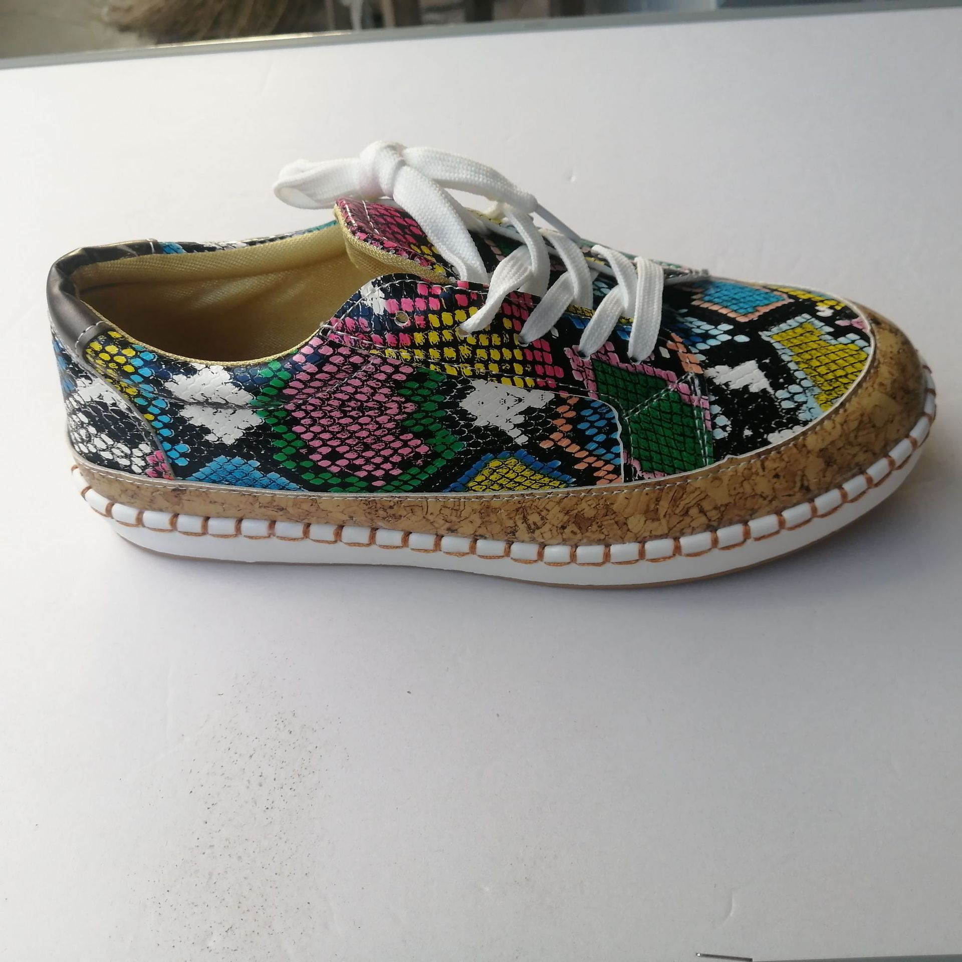 Women's Snake Print Platform Sneakers | Chunky Sole Slip-On Casual Shoes | PU Leather | EU 35-43