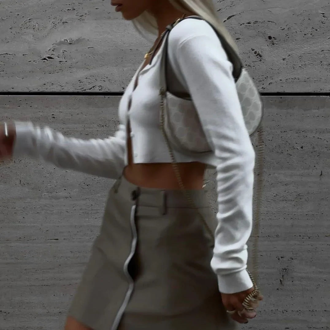 Edna White Knitted Cardigan