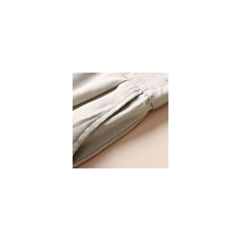 High-Waisted Linen Blend Wide Leg Crop Trousers