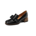 Women's Genuine Cowhide Leather Chunky Heel Commuter Shoes | Square Toe Block Heel Pumps