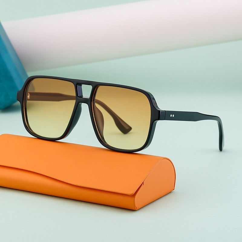 Retro Large Full Square Frame UV400 UV Protection Outdoor Sunglasses