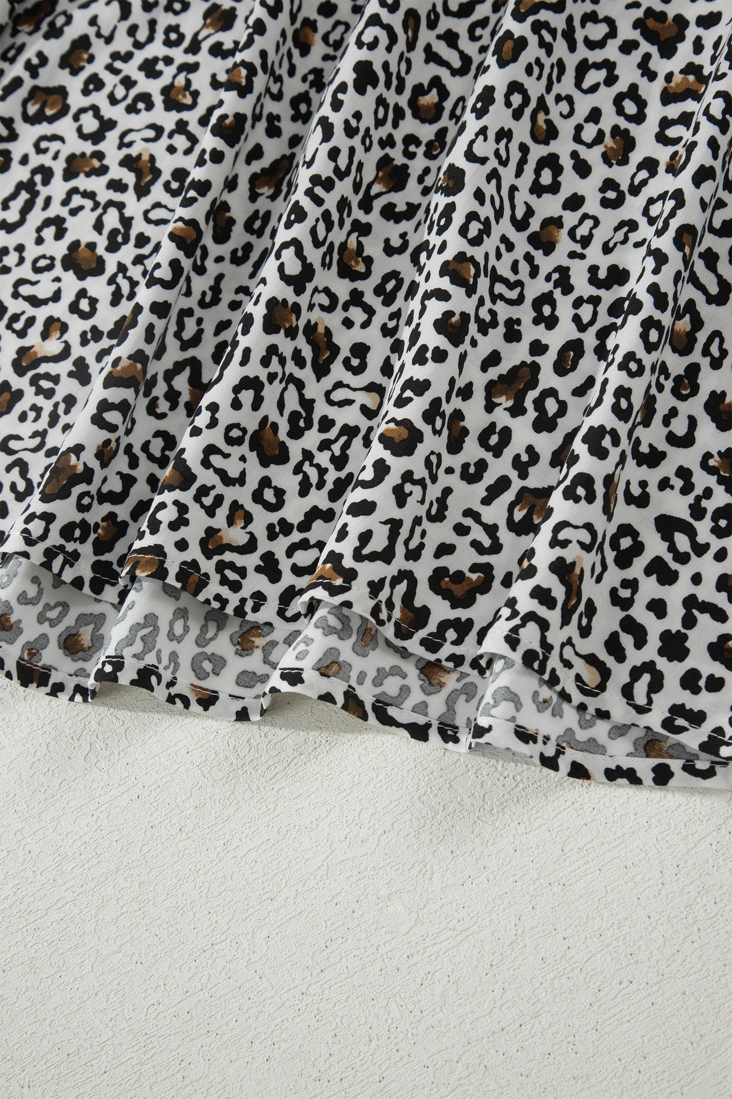 Beige Leopard Zip Front V Neck Cinched Waist Sleeveless Maxi Dress