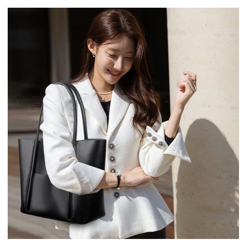 High Capacity Minimalist Genuine Leather Shoulder Bag