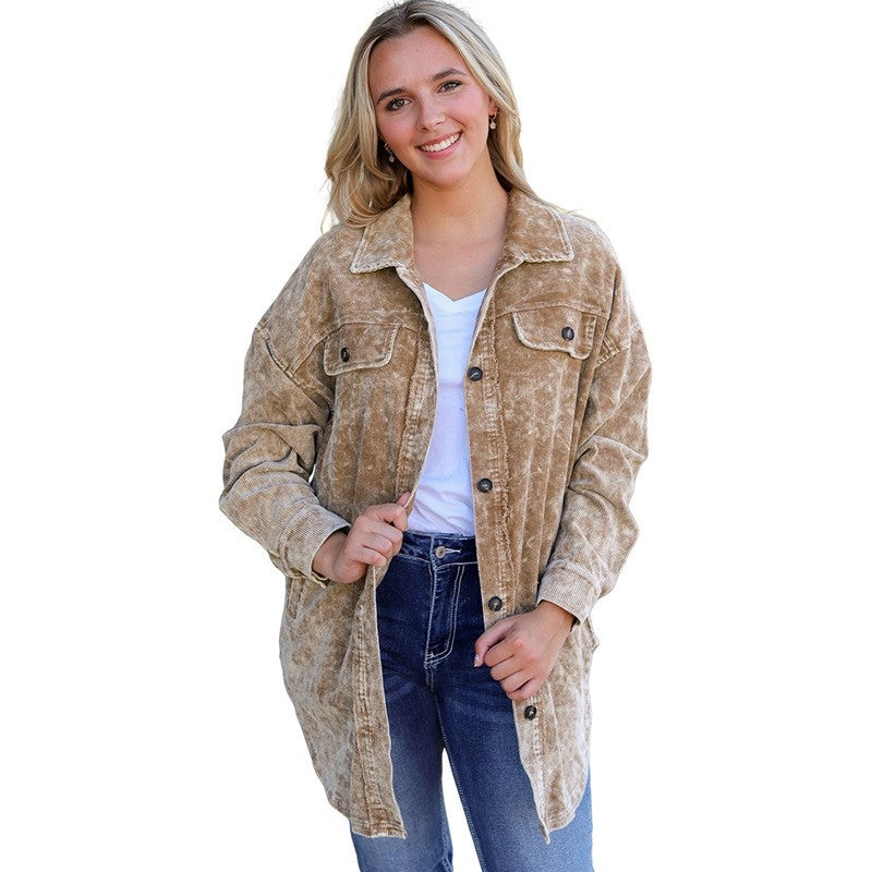 Loose Fit Solid Color Long Sleeve Cover-Up