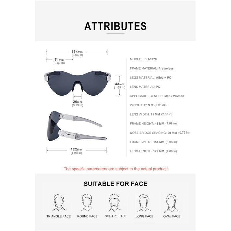 Fashion Frameless Sports Riding UV400 Sun Protection Outdoor Eyewear Sunglasses