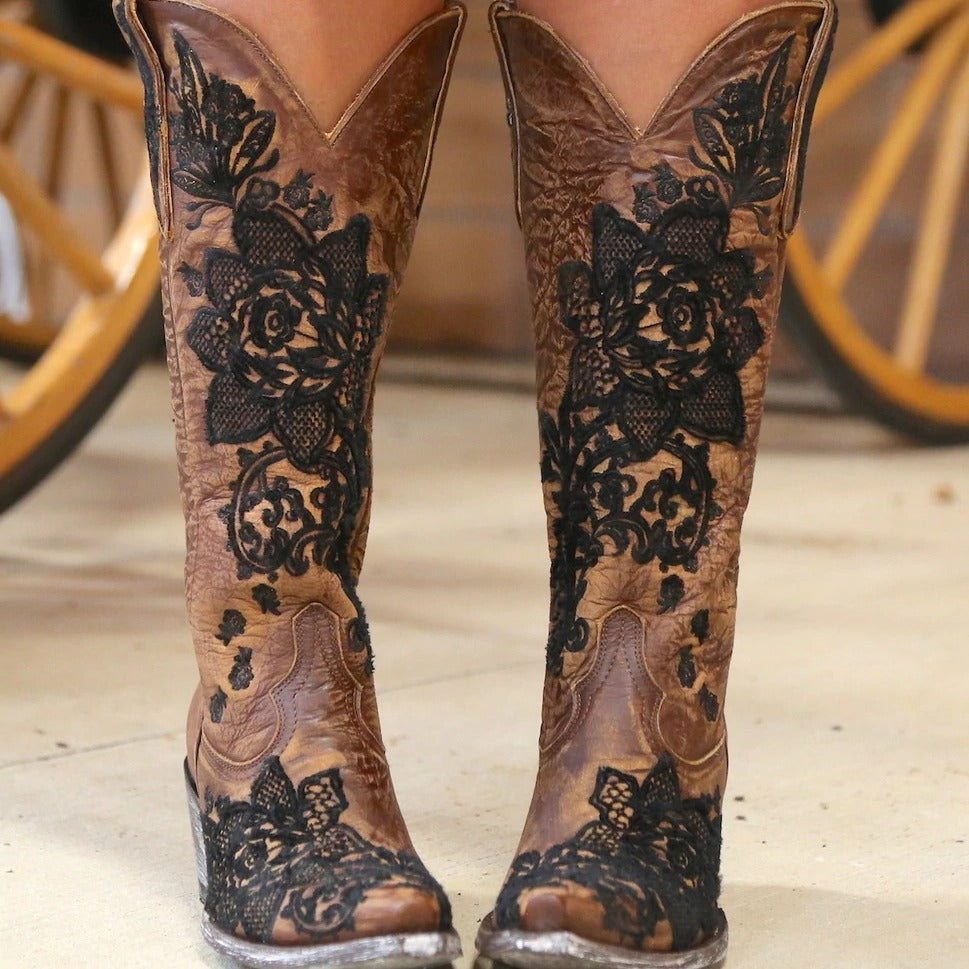 Women's Embroidered Ethnic Mid-Calf Boots - Comfortable Chunky Heel Square Toe