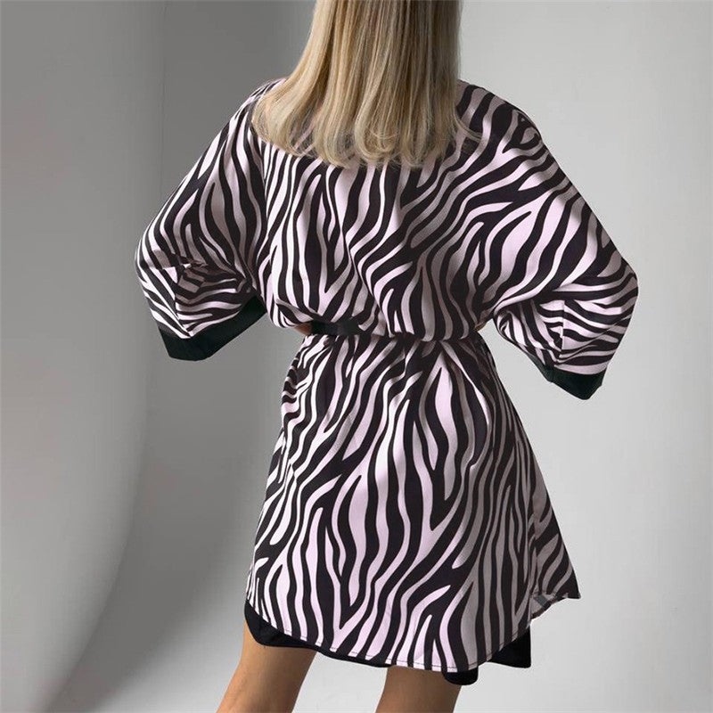 Floral Print Belted Cardigan Robe