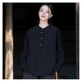 Stand-Up Collar Solid Color Button-Up Sweater