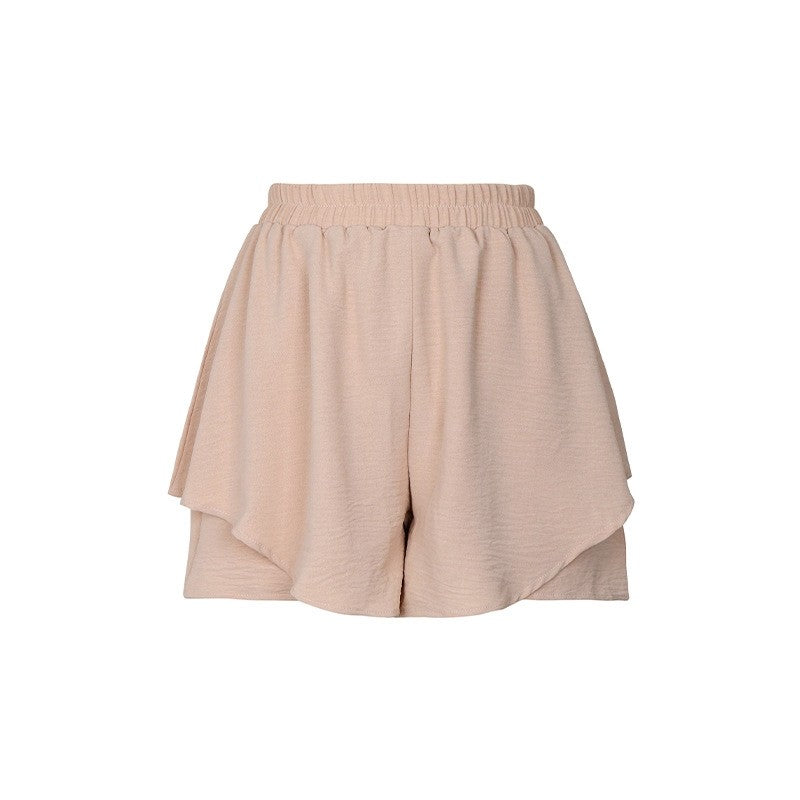 Stylish High-Waisted Layered Solid Color Shorts