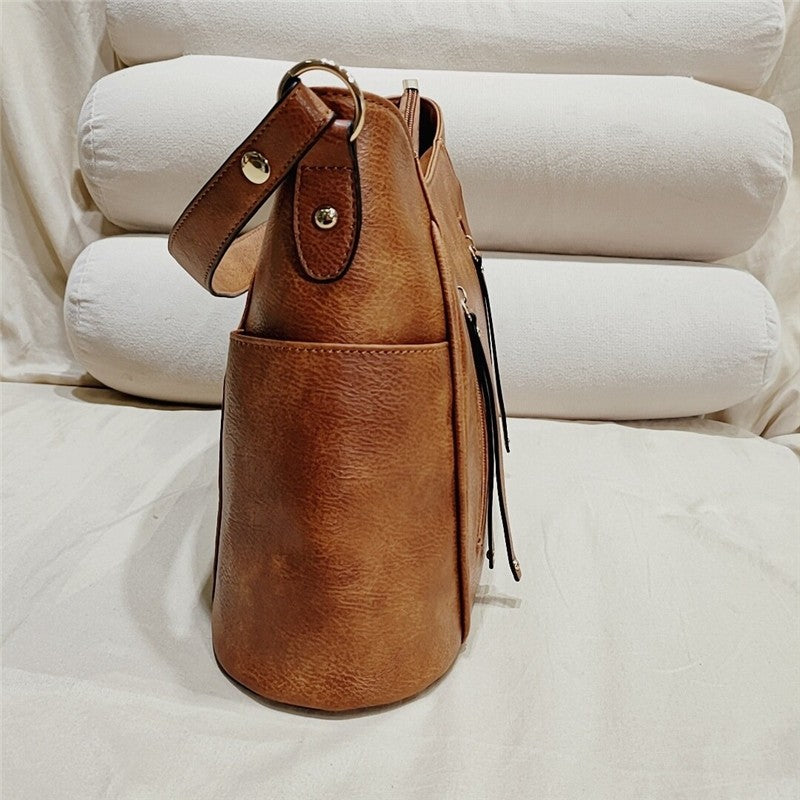 Fringed Double Zipper Tote Bag: Stylish Women's Handbag