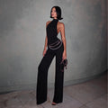 Every Time Backless Top And Flare Pants Two Piece Set