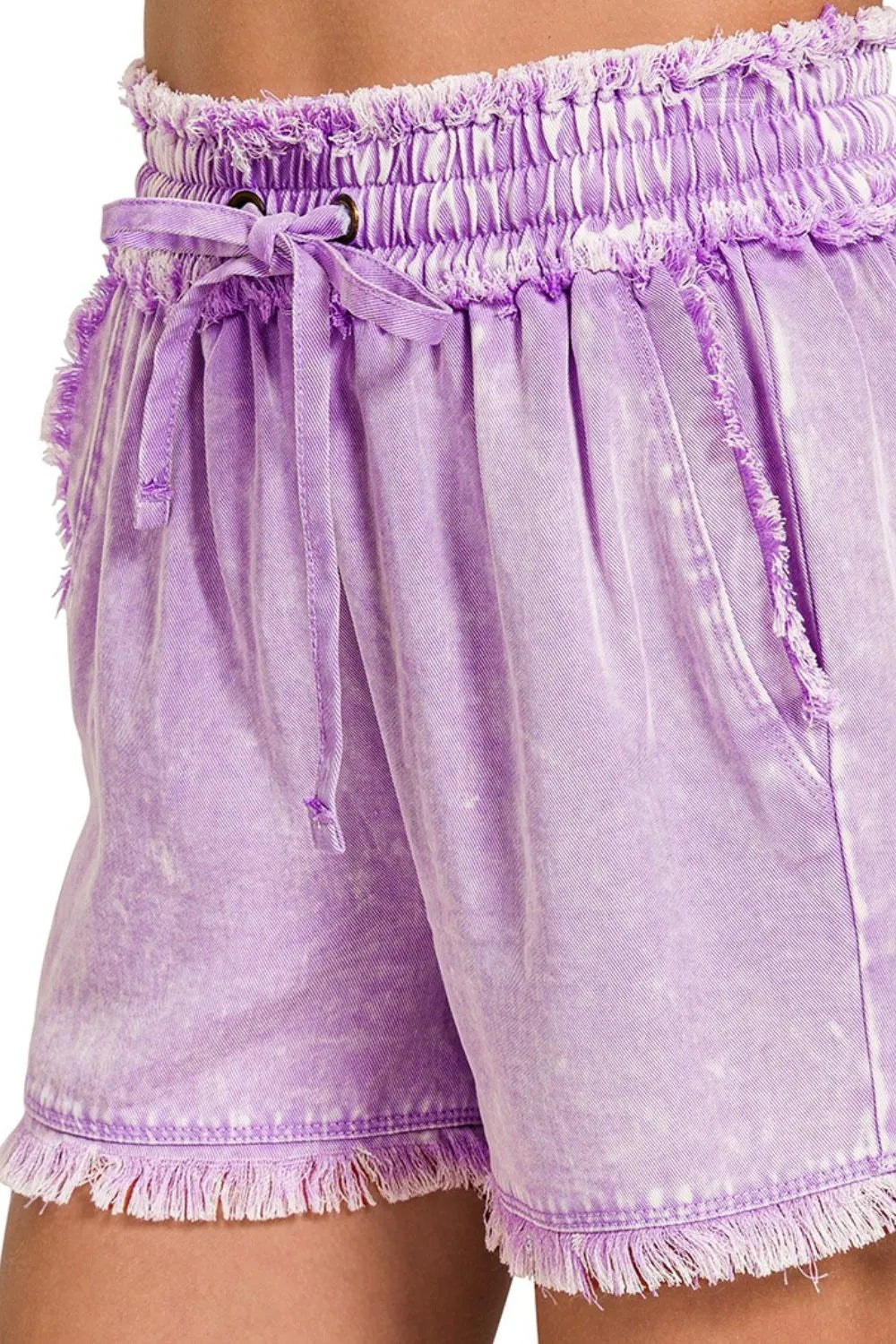 Mineral Frayed Hem Washed Shorts
