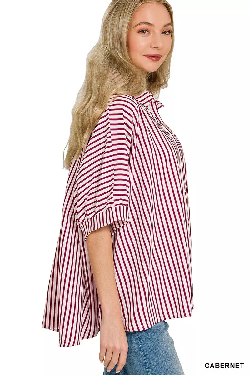 Oversized Stripe Button Down Shirt