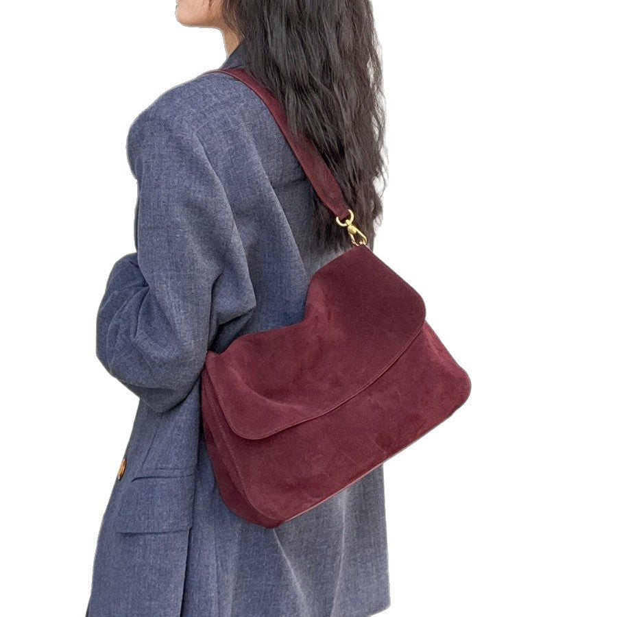 Fragrant Consort Women's Genuine Leather Crossbody Shoulder Bag – Velvet Patchwork Streetwear Handbag