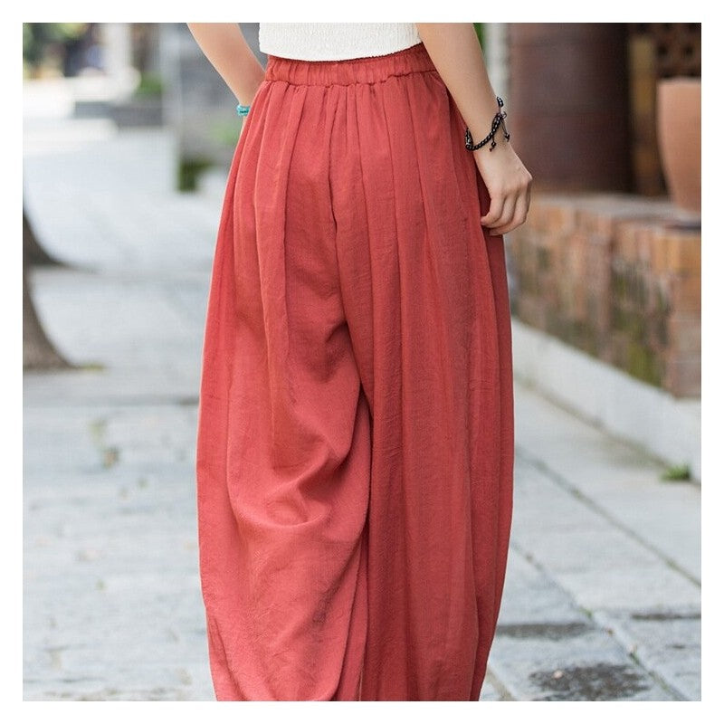 Solid Color High Waist Lantern Pants