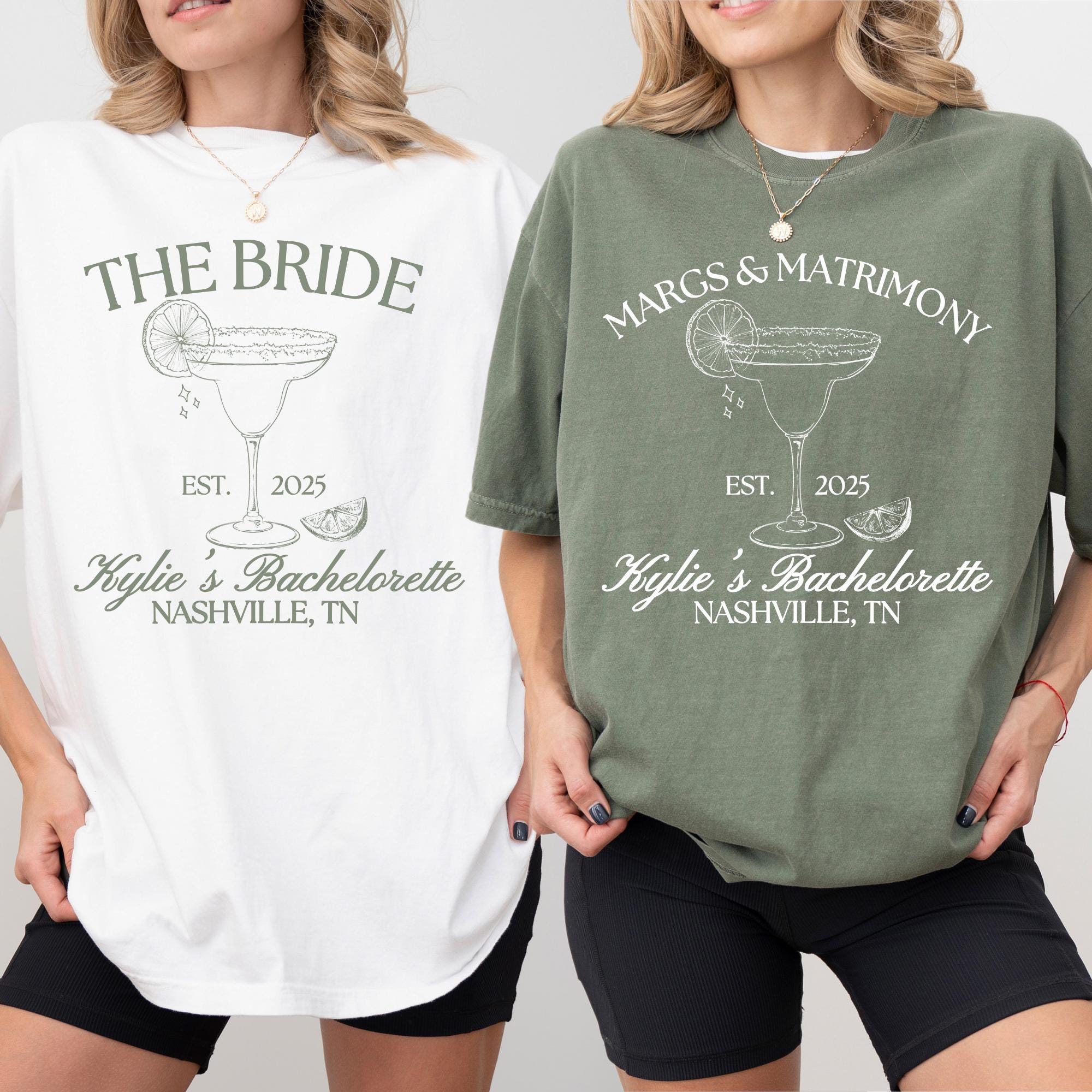 Personalized Margs and Matrimony Bachelorette Party Shirts