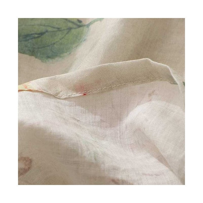 Printed Linen Shirt with Chinese-Inspired Stand-Up Collar