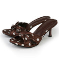 Women's Elegant Mesh Sandals with Bow Detail - High Heel Slip-On Shoes
