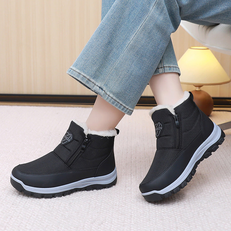 Women's Fleece-Lined Winter Boots - Warm Side-Zip Mid-Calf Boots with Non-Slip Sole