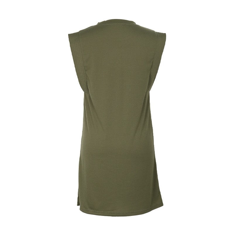Sleeveless Loose Fit Solid Color T-Shirt Dress