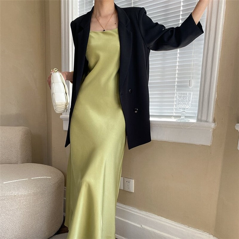 Strappy Satin Slip Dress with a Luxurious Sheen