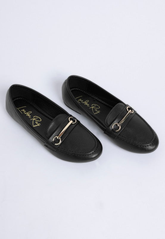Oliot Horsebit Detail Flat Loafers