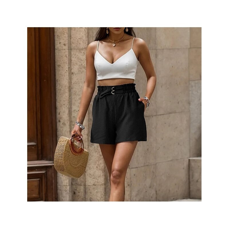 Trendy Black Pleated Shorts with Versatile Style