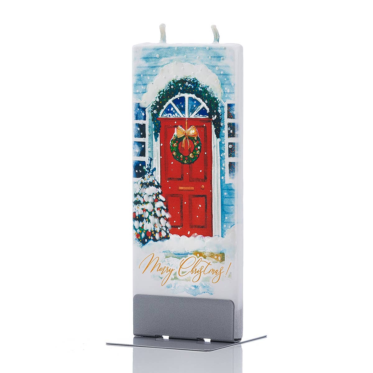Flatyz Merry Christmas Front Door with Wreath Candle