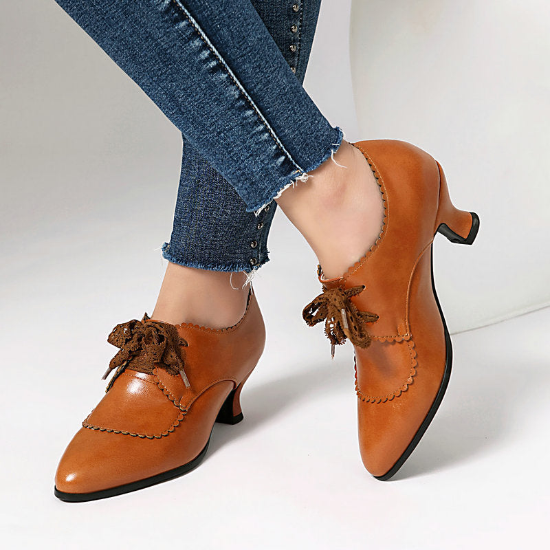 Women's Pointed-Toe Chunky Heel Dress Shoes - Waterproof Platform Pumps