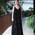 Velvet Printed Camisole Dress in Solid Color
