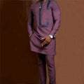 Printed Solid Color Long Sleeved Long Pants Men's Suit
