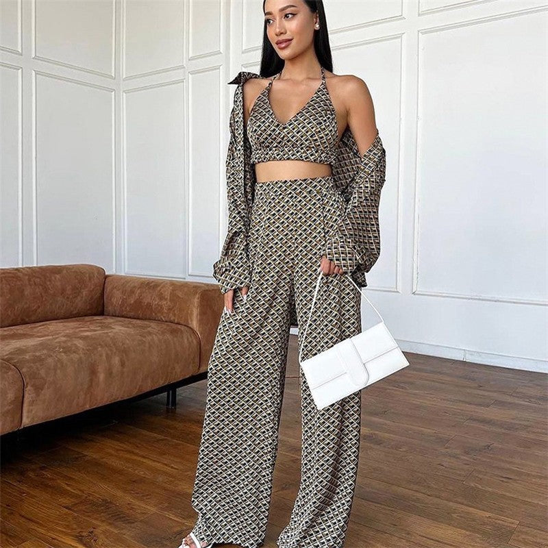Printed Cami Top and Long Pants Lounge Set