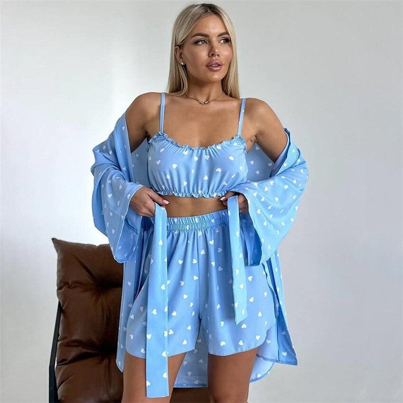 Cozy Sleepwear Set: Robe, Pyjamas, Underwear, and Shorts