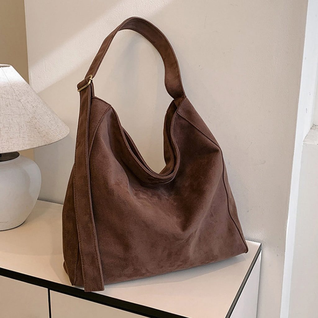 Large Capacity Suede Shoulder Bag for Women – Spacious Everyday Tote