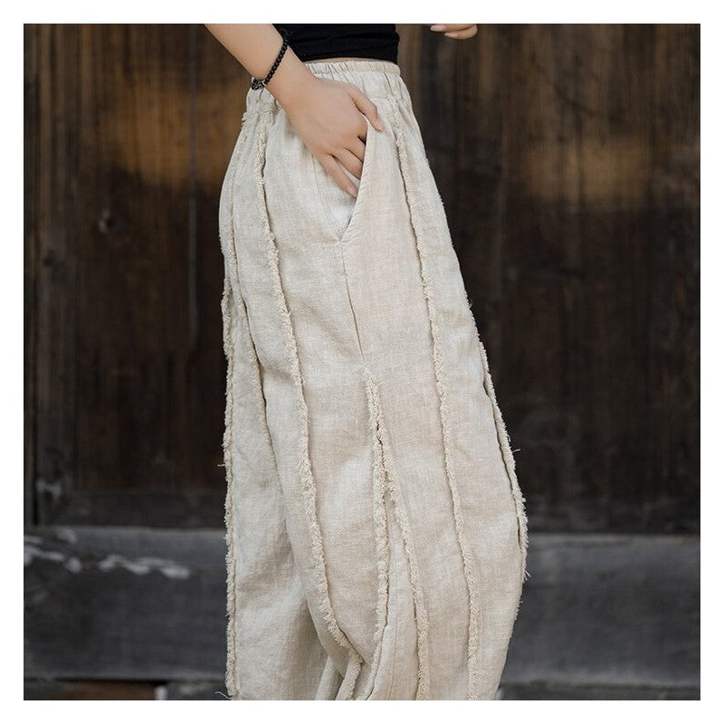 Solid Color Sand Washed Brushed Drawstring Pants