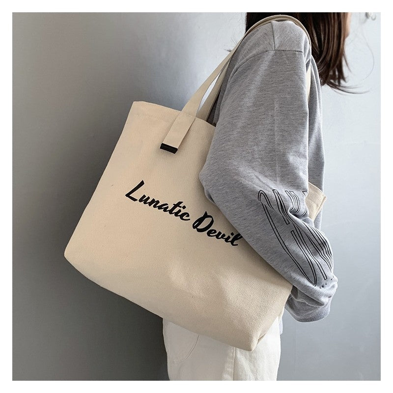 Minimalist Letter Print Canvas Shoulder Bag