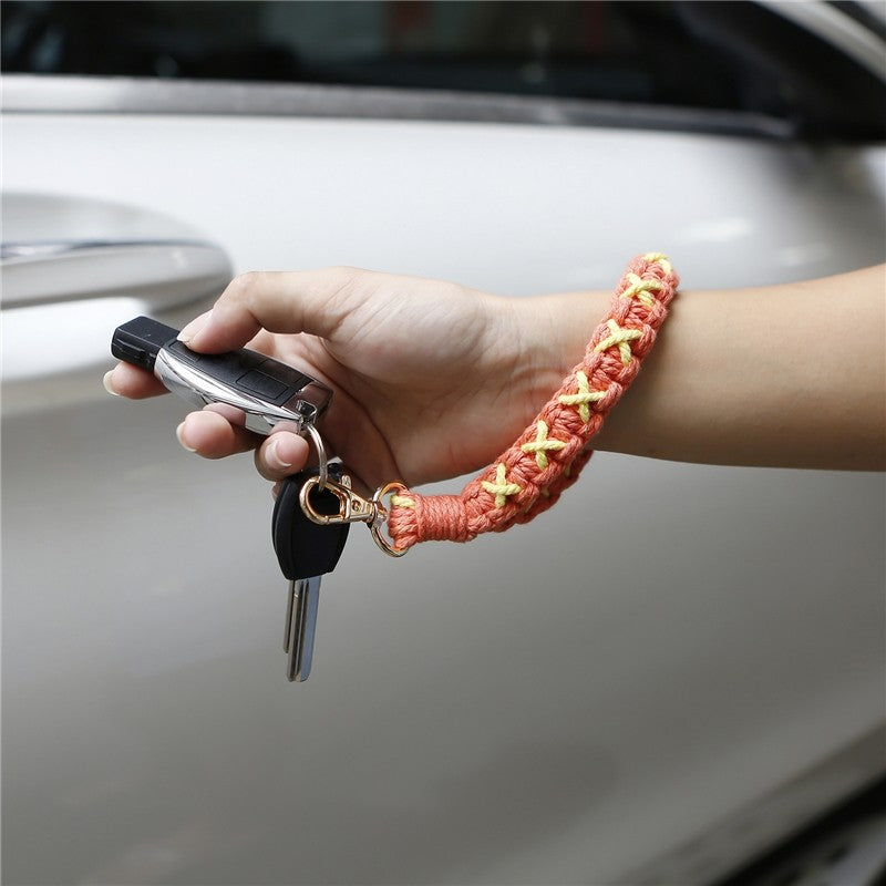 Handwoven Colorful Wristband Keychain for Stress Relief